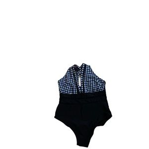 Gingham top black back, thigh hi bathing suit size medium